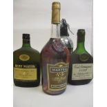 One bottle of Remy Martin fine Champagne Cognac, 50cl, One bottle of Martell VS fine Cognac, 1ltre