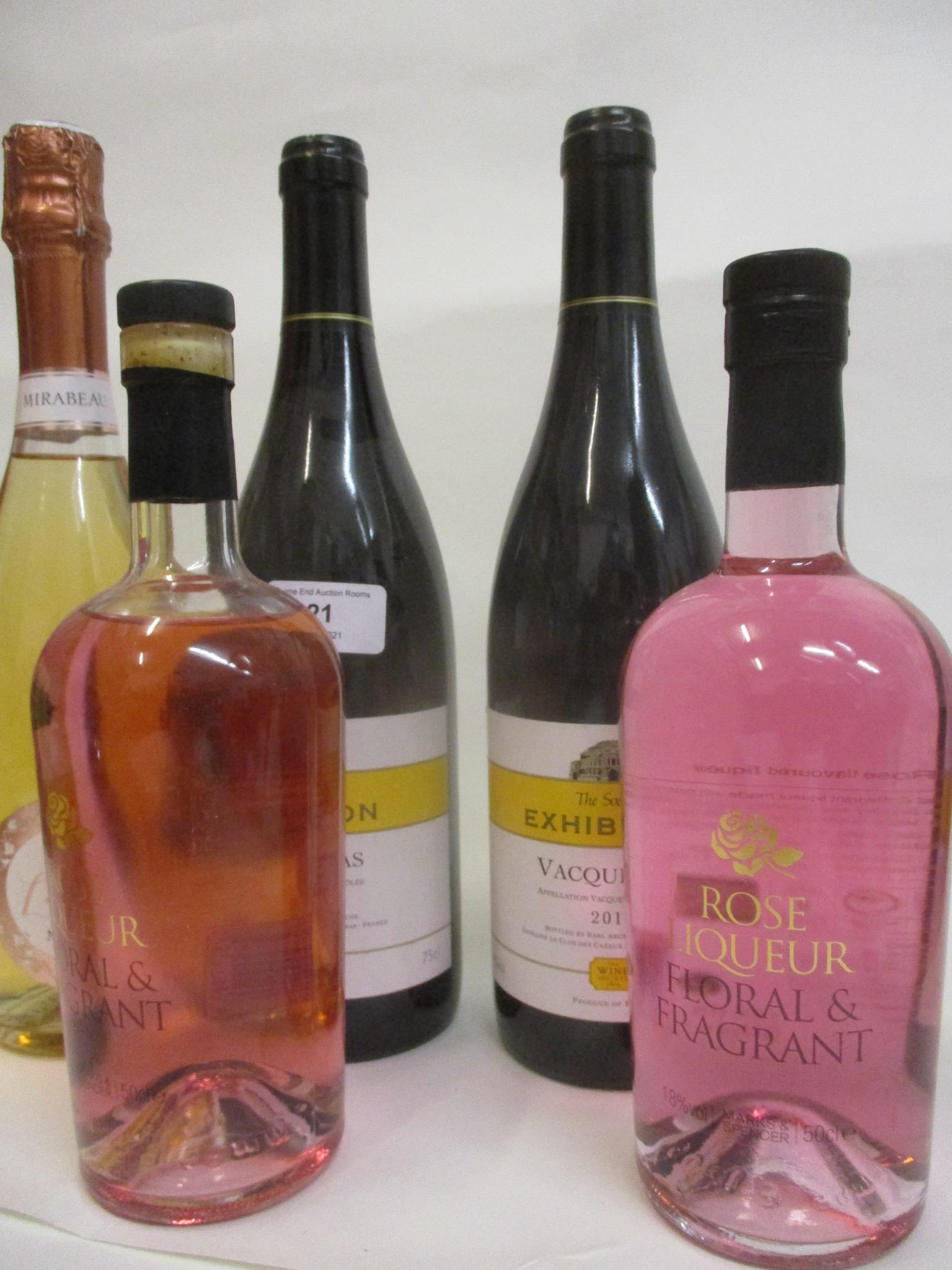 Five mixed bottles to include Wine Society's Vacqueyras, 2012 and Rose Liqueur - Image 2 of 2