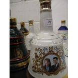 Five Bell's whisky decanters, Royal Wedding Prince Andrew 1990, Prince William and Christmas A/F