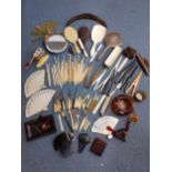 Early 20th Century ivory and bone manicure, sewing and dressing implements, fans, tortoiseshell hair