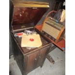 An early 20th century salon Decca gramophone cabinet, together with a radio