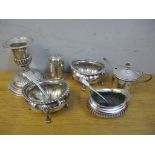Mixed silver to include a weighted candlestick, salts and other items, weight excluding candlestick,