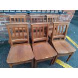 Six vintage oak school chairs A/F made by Glennisters, High Wycombe, Location SR