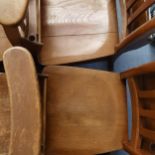 Eight Vintage oak school chairs A/F made by Glennisters, High Wycombe