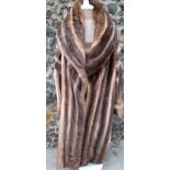 A Retro French stranded dyed rabbit full length coat with shawl collar and leather buttons A/F, up