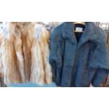 A 1970's red fox jacket, 36" chest x 26" long together with a Taube Collection grey faux fur