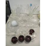 A selection of glassware to include a large splash effect centre bowl, an air twist wine glass,