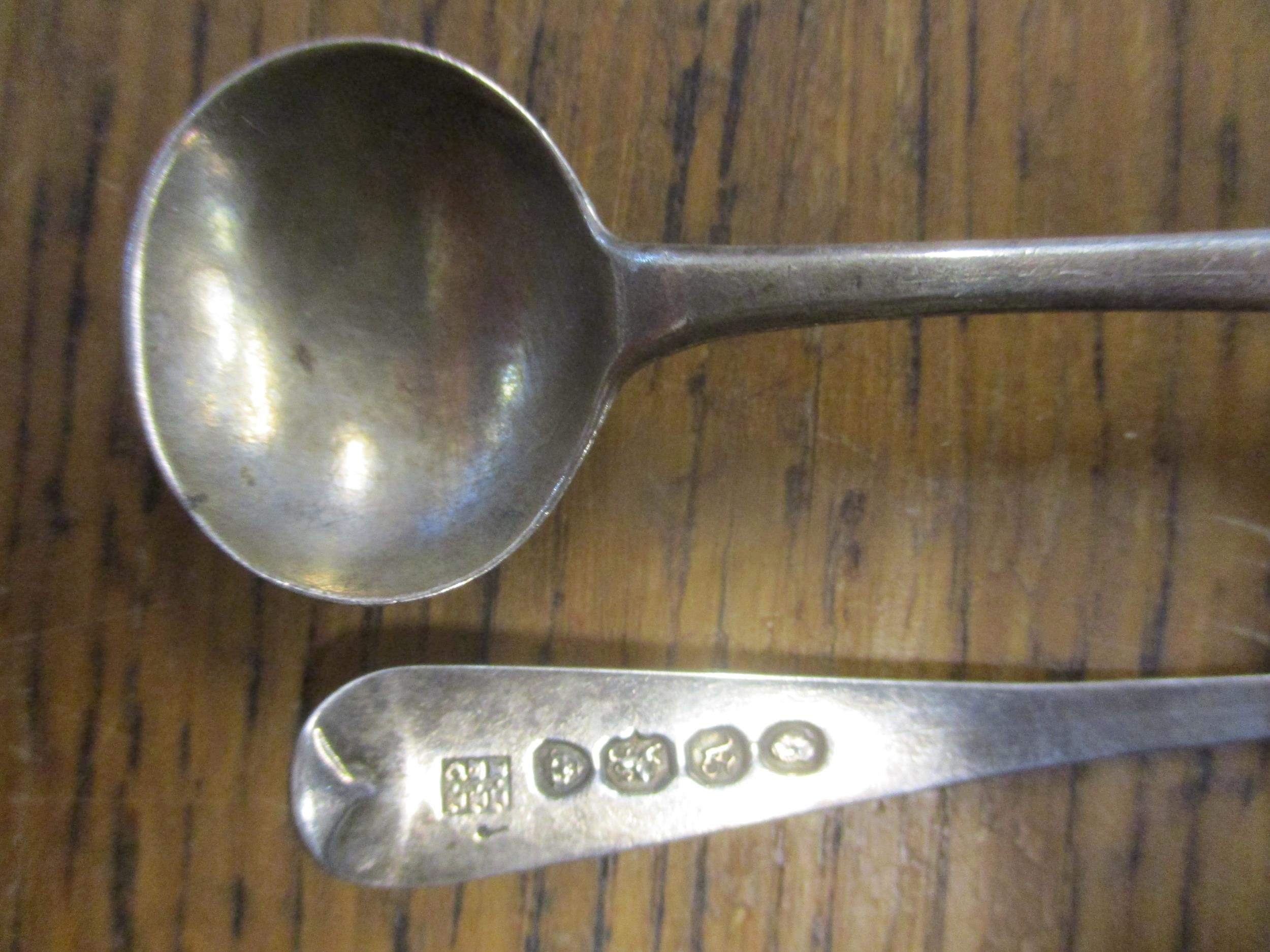 A pair of Scottish Georgian silver mustard spoons, a pair of Victorian Scottish silver mustard - Image 2 of 4