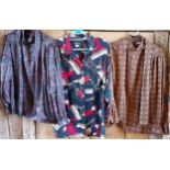 Paul Costelloe and James Drew- Three late 20th Century silk ladies blouses comprising a Paul
