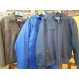 Three gents jackets comprising a Michael Kors navy waterproof jacket, size XL (38" chest), a