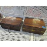 Two 19th century rosewood boxes to include a writing box with mother of pearl inlay