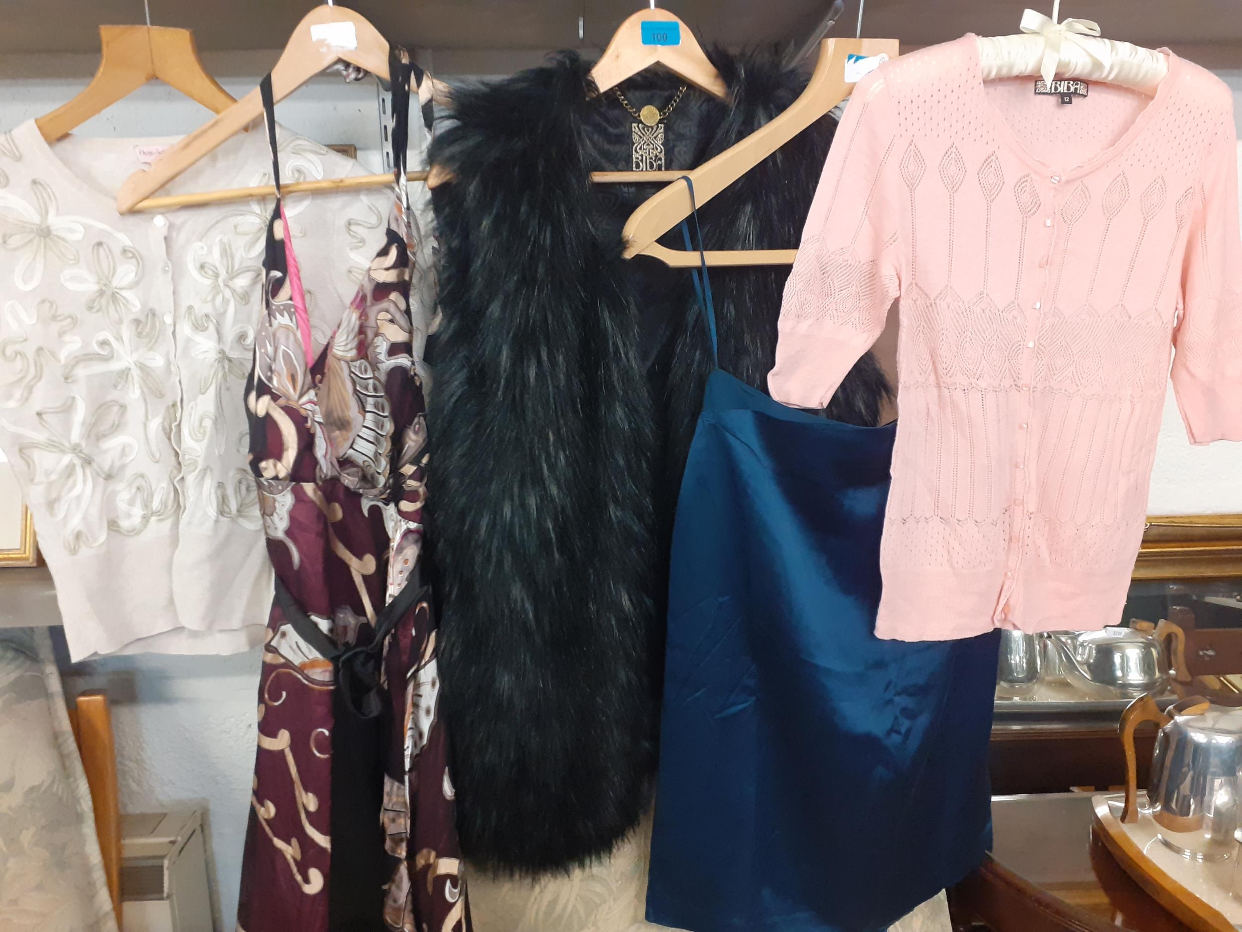 Mixed ladies clothing, various sizes, to include a modern Biba pink knitted cardigan and a modern