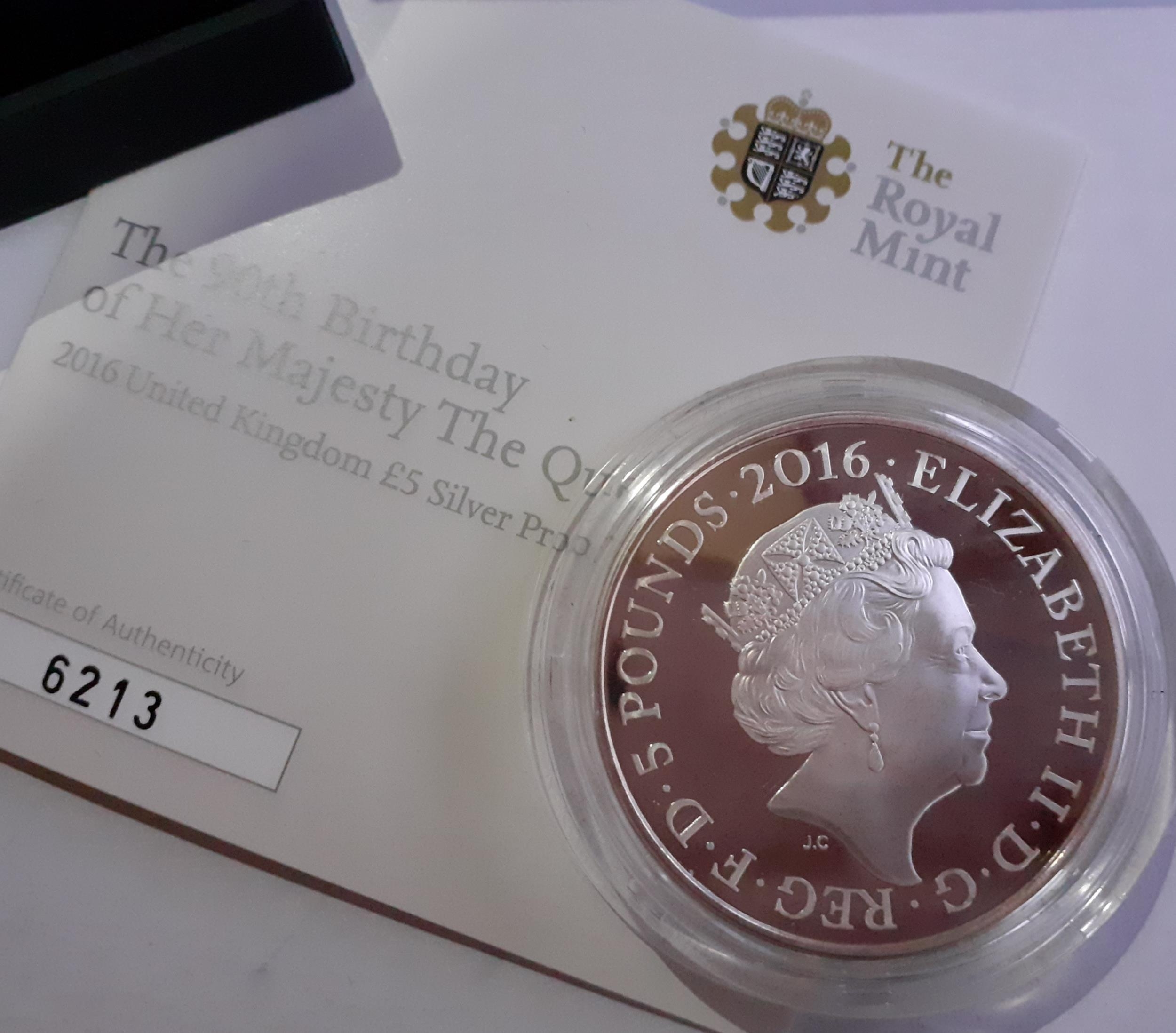 The Royal Mint - The 90th Birthday of Her Majesty The Queen 2016 £5 silver proof coin, 28.28g. - Image 3 of 3