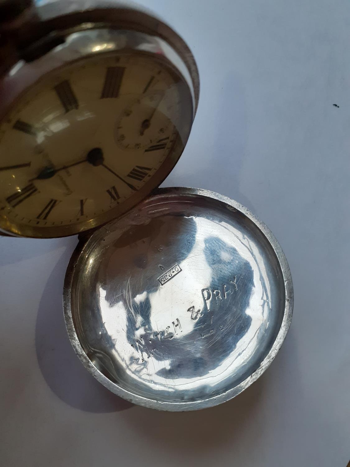 A Camerer Kuss & Co silver pocket watch, Swiss made, having an cream coloured dial with the - Image 3 of 5