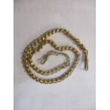 A 9ct yellow gold curb and faceted link watch chain with dog clip to each end, total weight 22.2g (