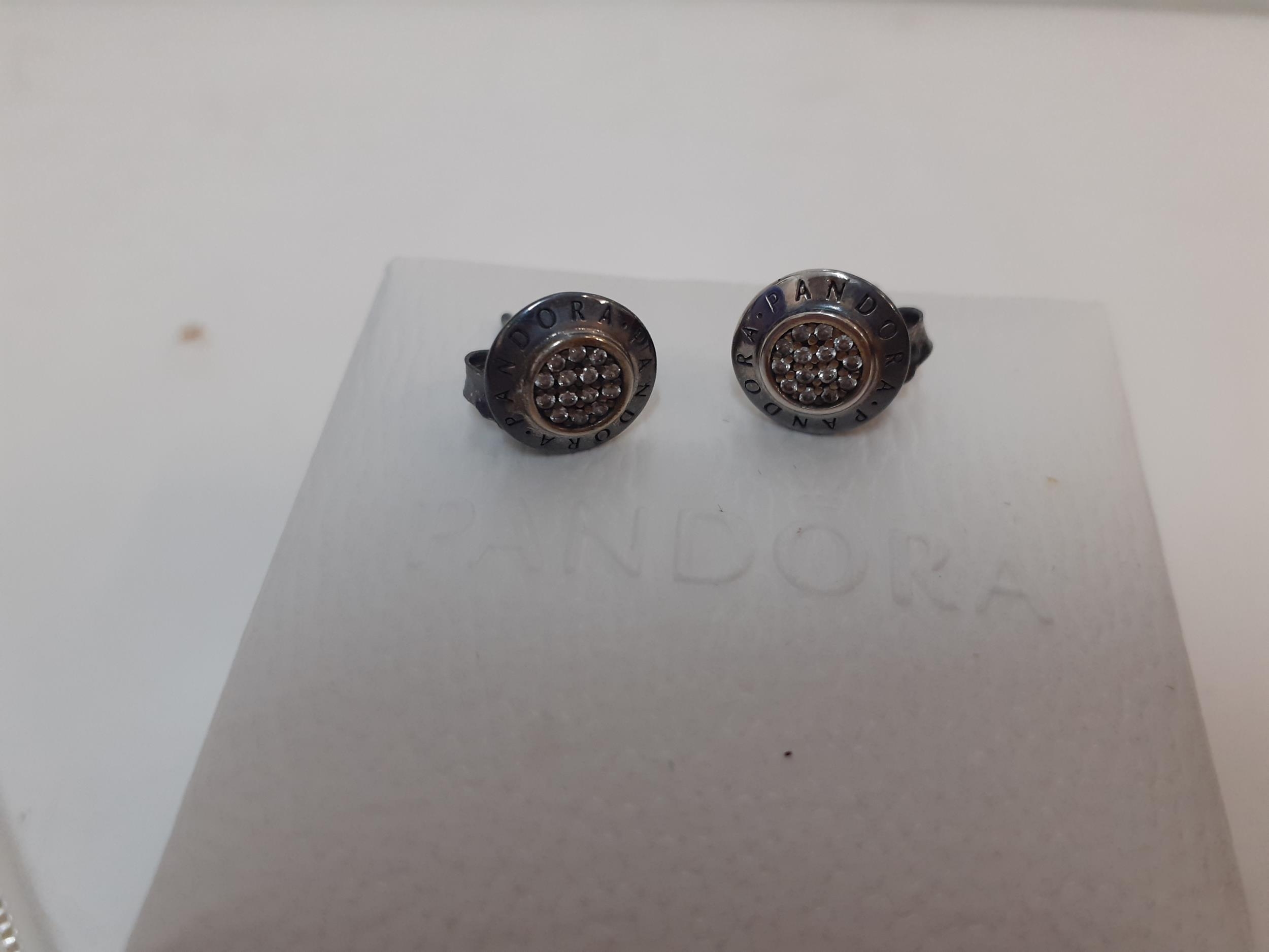 A pair of boxed Pandora silver circular and branded earrings stamped 925 together with 2 Chinese - Image 3 of 3