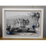 Nicola Beradino - a view of San Giulio Island, oil on canvas signed and dated verso, framed