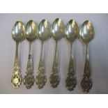 A set of six silver Walker & Hall teaspoons, 69g