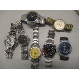 Seven gents wristwatches to include four Sekondas, a Tissot PR100 and others