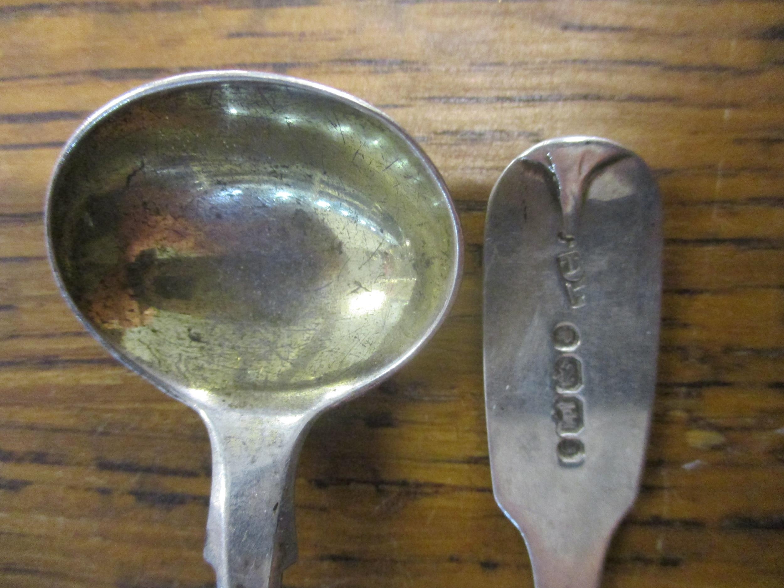 A pair of Scottish Georgian silver mustard spoons, a pair of Victorian Scottish silver mustard - Image 4 of 4