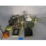 A mixed lot to include a silver rib decorated vase, 160.9g, an Italian brass and glass lighter,