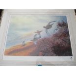 Peter Allis - a signed limited edition print depicting birds in flight, 68 x 48, framed