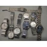 A selection of eight Seiko quartz gents wristwatches