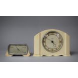 A Mid 20th Century Cream Plastic Framed 30hr Smith Mantle Clock with Brass Chapter Ring Together