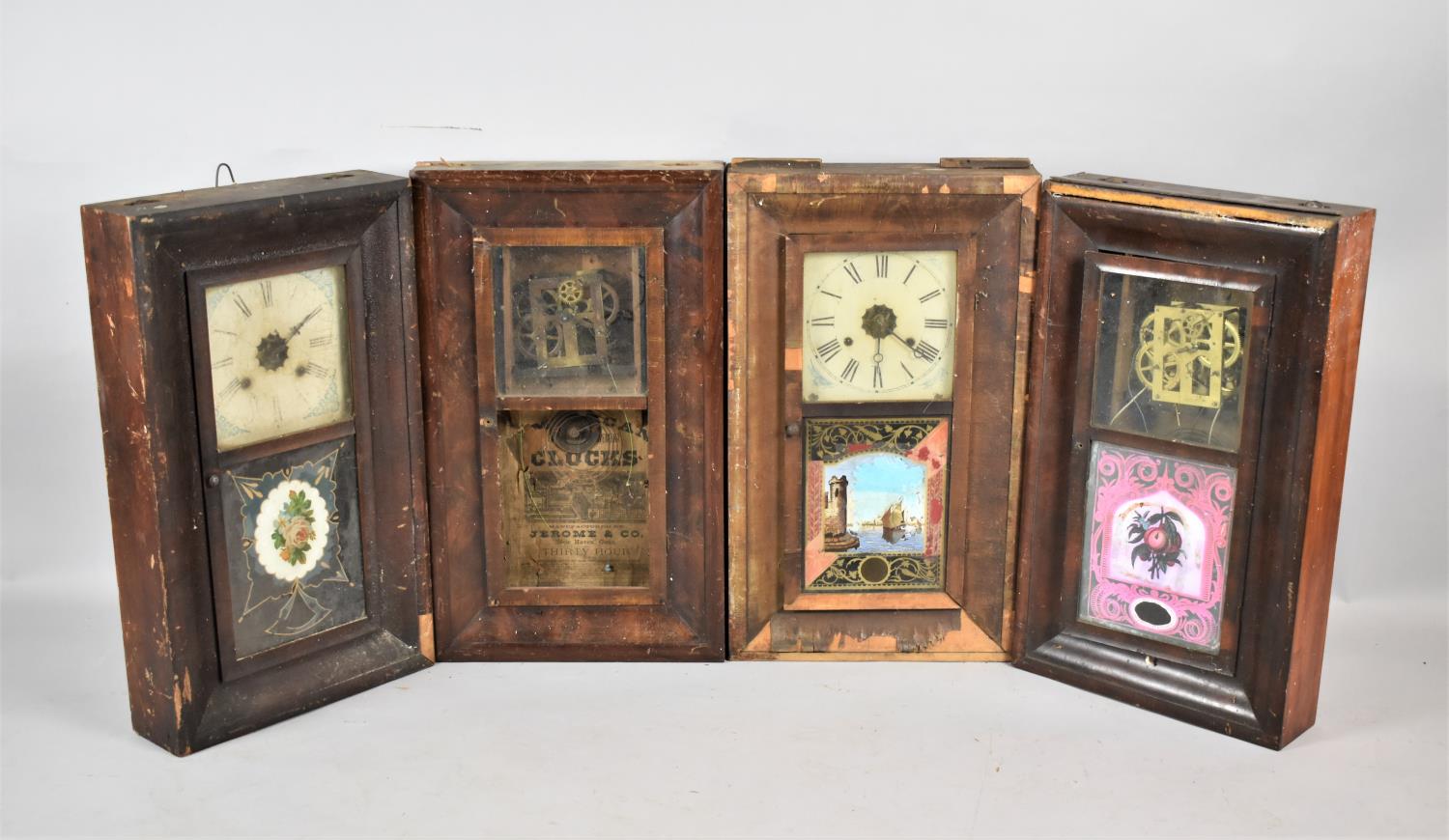 A Collection of Four American Wall Clocks, All in Need of Attention
