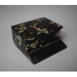 A Small Late 19th/Early 20th Century Papier Mache Stamp Box with Hinged Lid and Floral Decoration