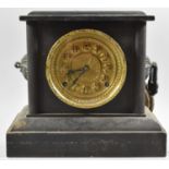 A Late 19th Century Ebonised Bracket Clock of Architectural Form with Brass Central Face and
