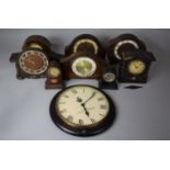 A Collection of Eight Various Mantle Clocks, all Complete with Movements but all In Need of
