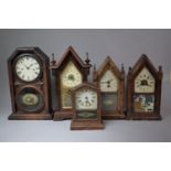 A Collection of Five Various Late 19th/Early 20th Century American Gingerbread Clock, all In Need of