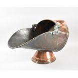 A 19th Century Copper Helmet Shaped Coal Scuttle, Stamped 15 to the Back Handle, 30cm high