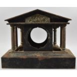 A 19th Century Cast Metal Clock Surround of Classical Architectural Form with Ribbed Column