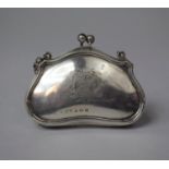 A Silver Purse with Green Silk Lining, Birmingham Hallmark 1911, 8cm wide