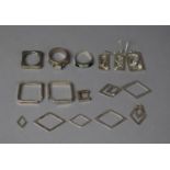 A Collection of Various Silver and White Metal Items to Include Silver Modern Square Shaped Ring,