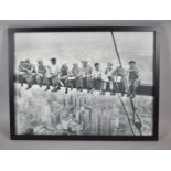 A Large Framed Black and White Printed Picture, Lunch atop a Skyscraper (New York Construction