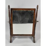 A Late Victorian Mahogany Framed Dressing Table Mirror with Turned Support and Cushioned Frame, 51cm