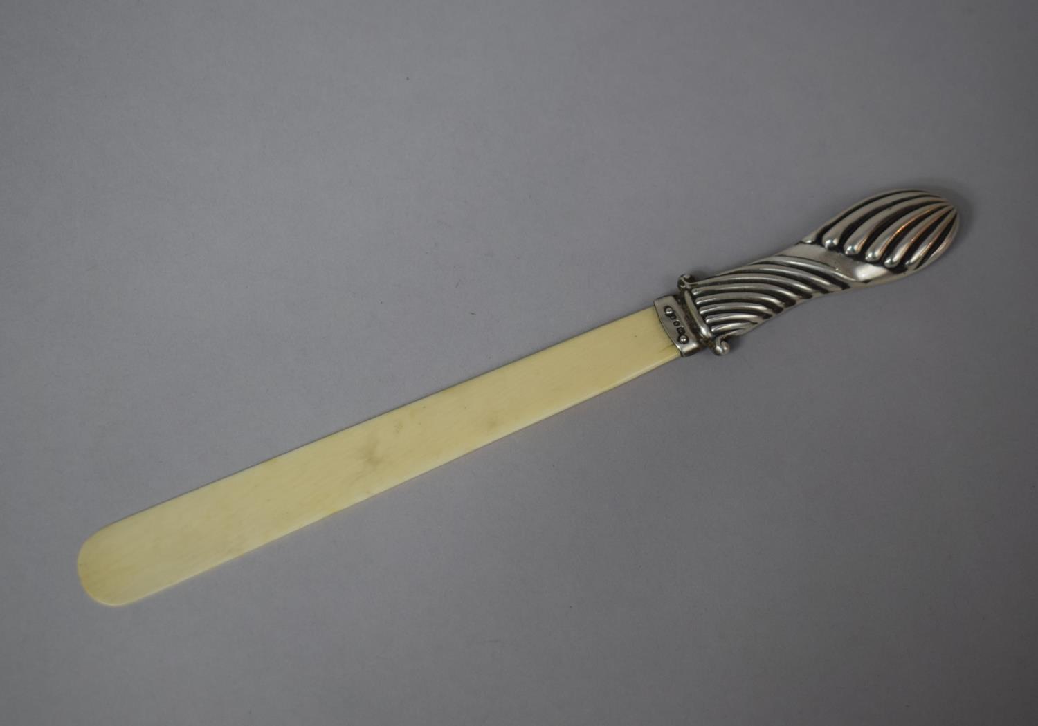 A Silver Handled Ivory Page Turner, Birmingham Hallmark 1890 by L Spiers, 25cm Long