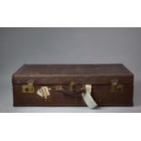 A Vintage Trunk with Sticker for Paddington and Monogrammed G.E.K, 26cm wide