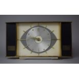 A Mid/Late 20th Century Metamec Mantle Clock Housed in a Brass Frame and Flaked by Black Panels, The