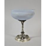 A Elkington Table Centre Bowl Having Frosted Glass Bowl Raised on Stylised Column Support with