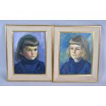 Two Cushion and Gilt Framed Portrait Oils on Canvas of Children, Late 20th Century, 46.5cm wide