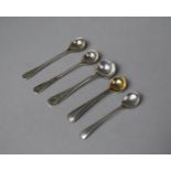Five Silver Condiment Spoons, all with Various Hallmarks