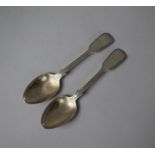 Two Silver Spoons, With Monogrammed and Stag Head Engraved Terminals, 104.7g
