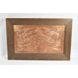A Framed Hand Tooled Copper Plaque By American Artist Joseph Paul Illg, Eagle and Raven "Love