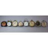 A Collection of Eight Various Alarm Clocks and Repeat Alarm Clock Examples, all in Need of Attention