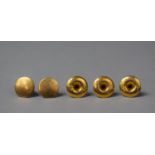 Five Various Gold Studs, to Include Three 15ct Examples, 4.4g