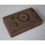 A North Indian Profusely Carved Rectangular Card/Cigarette Box, with Hinged Lid, 19cm Wide